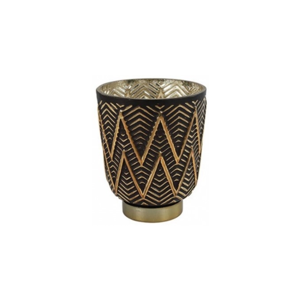 Κηροπήγιο γυαλ. Chalice μαύρο/χρυσό 11Χ13,2 Plastona 013.789366