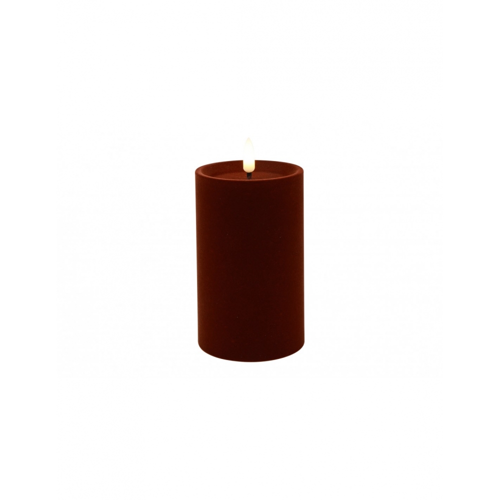 Κερί  κορμος βελουδ.σκ.καφέ LED warm white/timer/remote/2xAA 7,5x12,5cm Plastona 013.839972