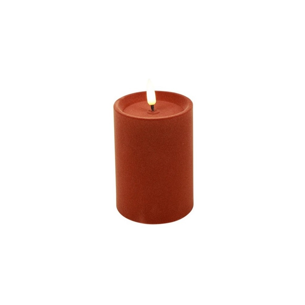 Κερί κορμός βελουδ.καφέ LED warm white/timer/remote/2xAA 7,5x12,5cm Plastona 013.839992