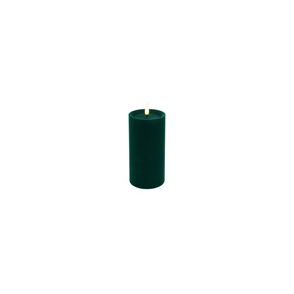 Κερί πράσινο σκούρο LED warm white/timer/remote/2xAA 7,5x15cm Plastona 013.840005