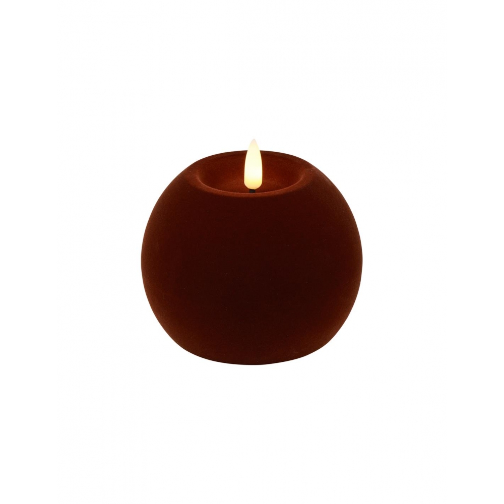 Κερί μπάλα βελουδ. μπορντώ LED warm white/timer/remote/2xAA 10x7,8cm Plastona 013.840016
