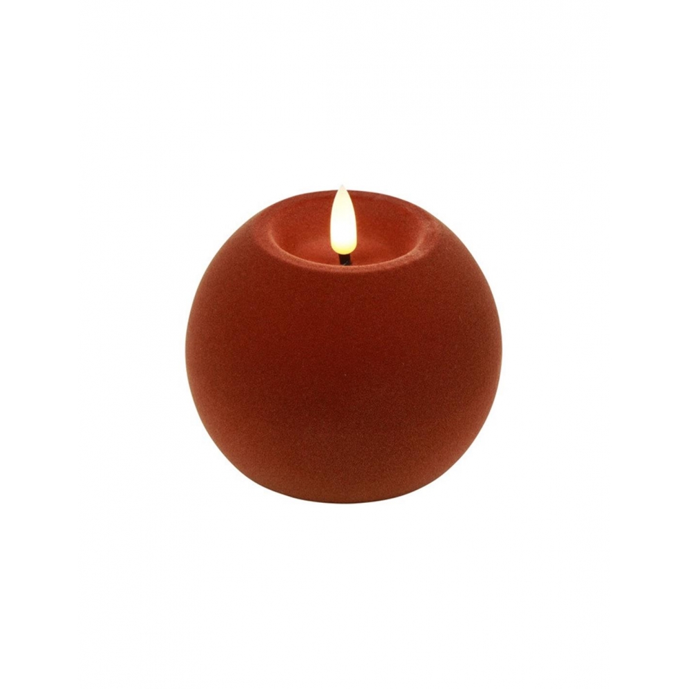 Κερί μπάλα βελουδ.πορτοκ.Φ10 LED warm white/timer/remote/2xAA 10x7,8cm Plastona 013.840026
