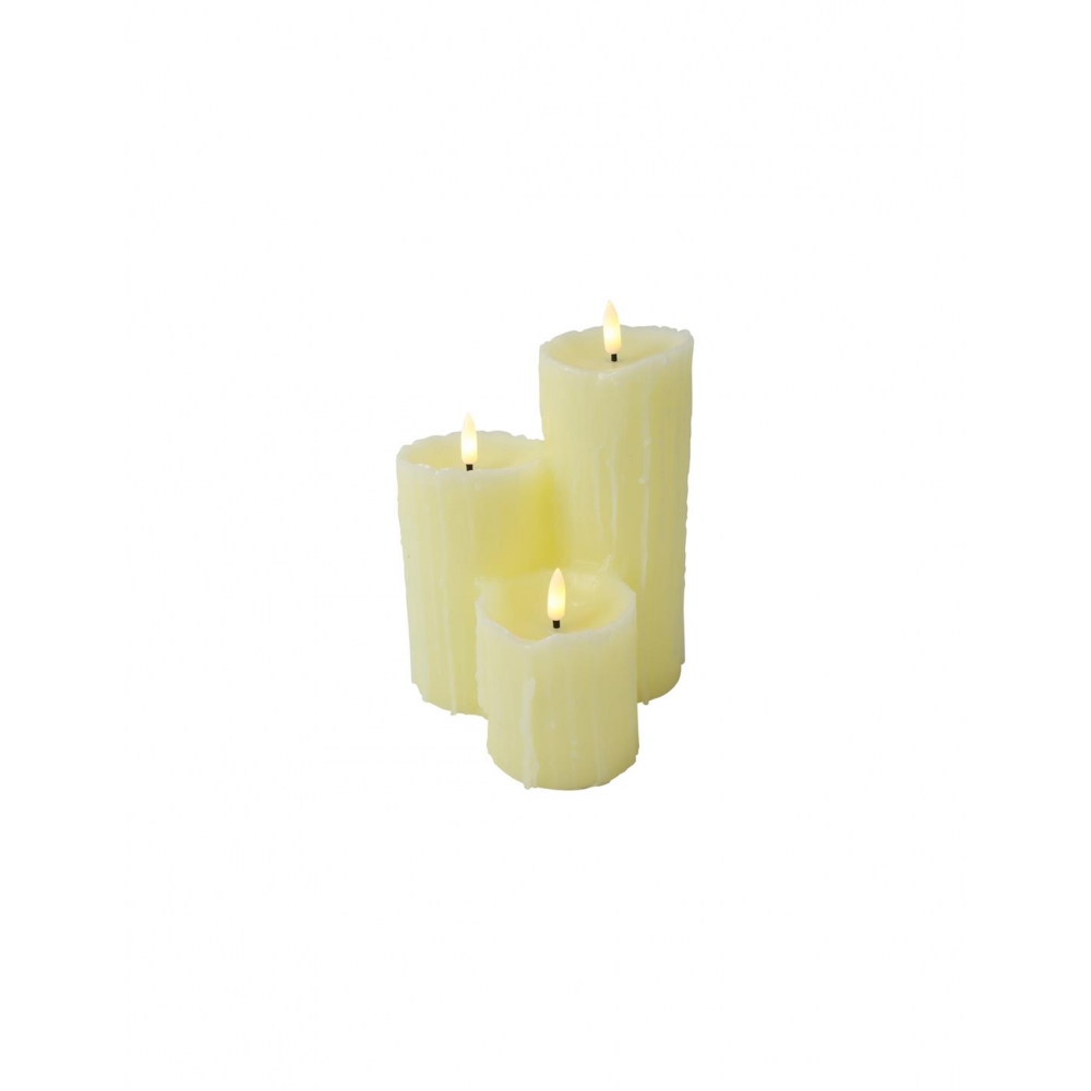 Κεριά σετ3 εκρού LED warm white/timer/remote/2xAA 14,5x21cm Plastona 013.840084