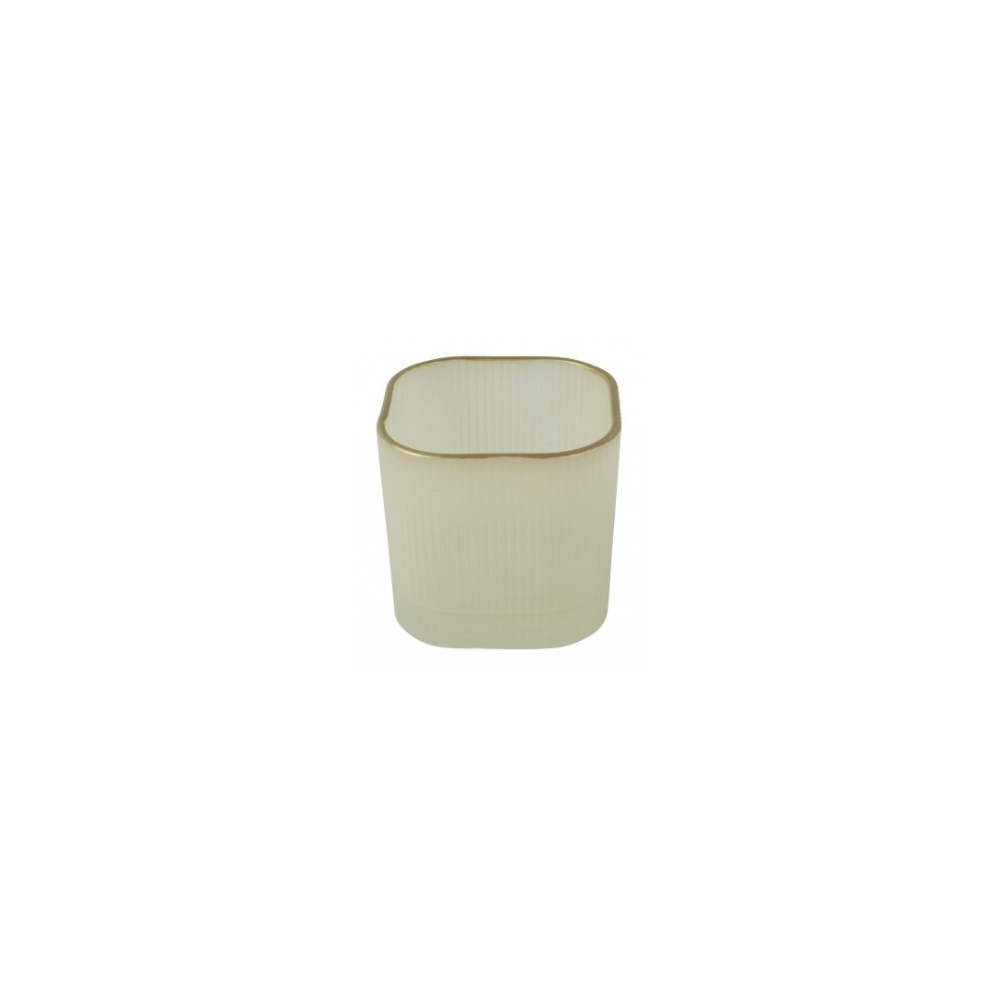 Κηροπήγιο γυάλινο creme τετράγ.7x7x7,6cm Plastona 013.840434