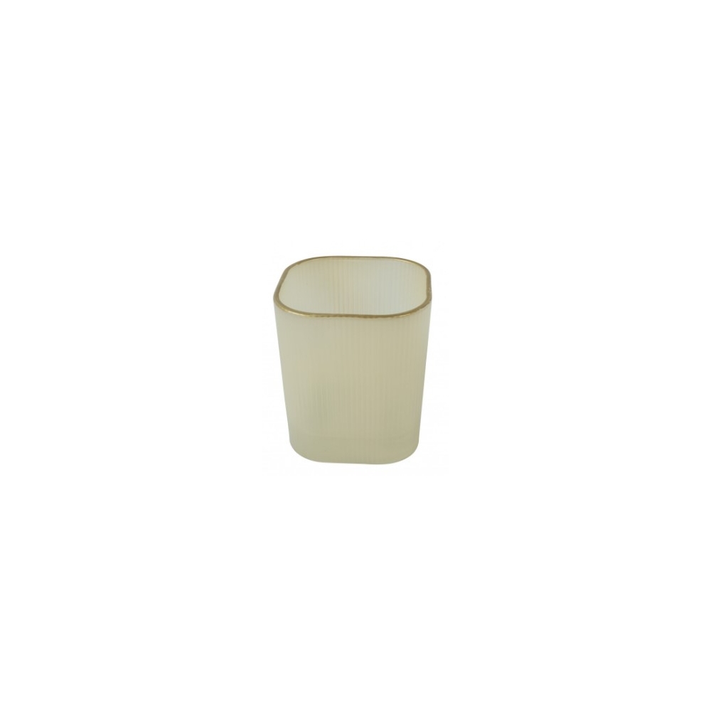 Κηροπήγιο γυάλινο creme τετράγ.8x8x9cm Plastona 013.840435