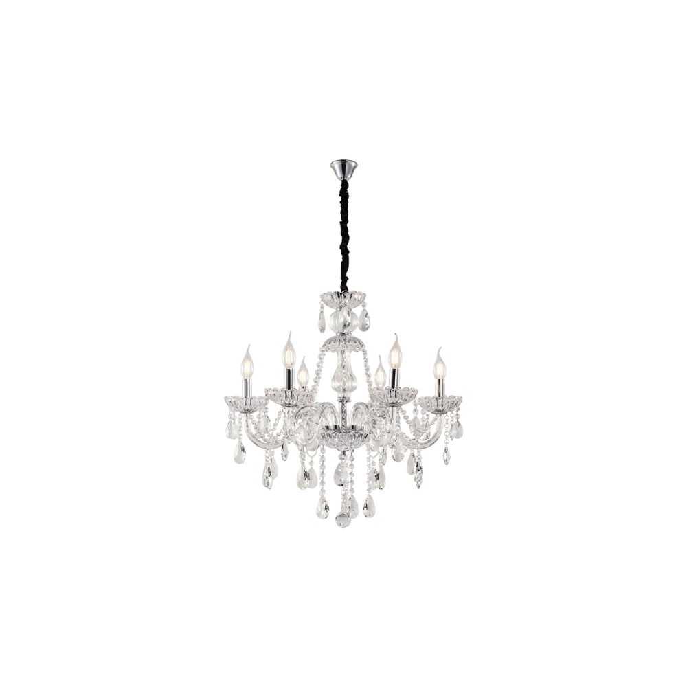 Artekko Chandelier Sisy Πολυέλαιος 6φωτος Ε14 με Διάφανο Κρύσταλλο (56x56x100)cm Artekko 023-3016