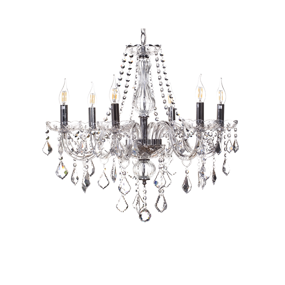 Artekko Chandelier Lisa Διάφανος Κρυστάλλινος 6φωτος Πολυέλαιος Οροφής (Ε14) (66x65x60)cm Artekko 023-3144