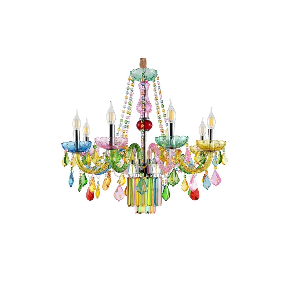 Artekko Chandelier Πολυέλαιος 7φωτος Ε14 με Πολύχρωμα Κρύσταλλα (66x66)cm Artekko 023-3240