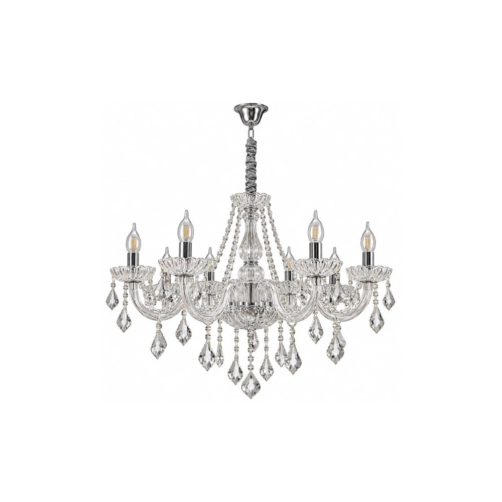 Artekko Chandelier Πολυέλαιος 10φωτος Ε14 με Διάφανο Κρύσταλλο (70x70x100)cm Artekko 023-3253