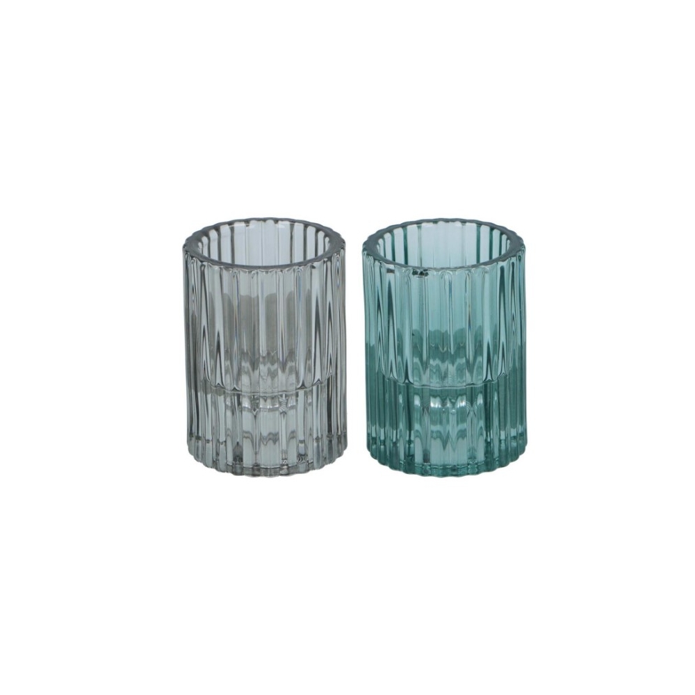 Κηροπήγιο γυάλινο 2χρώματα 5,5x7,5cm Plastona 03.00813