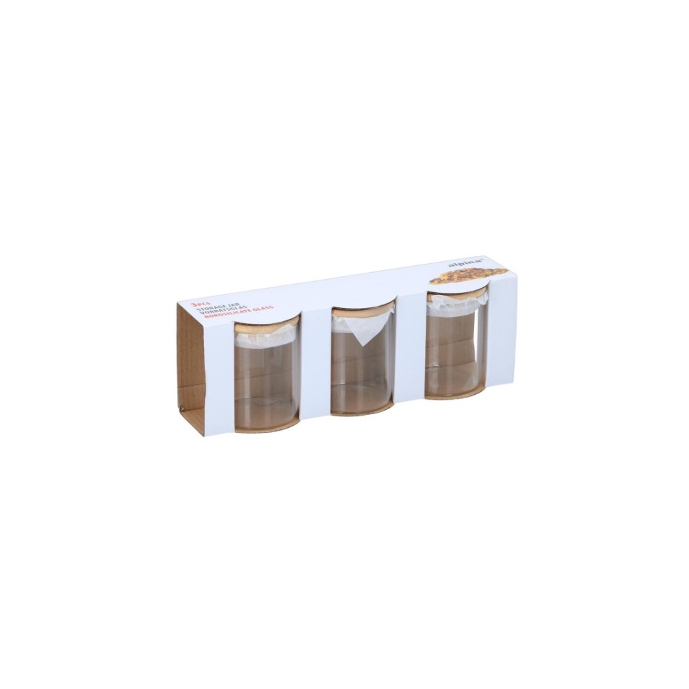Βάζα αποθήκευσης γυάλινα κυλινδρικά σετ 3pcs/9,5x27cm Plastona 03.30586