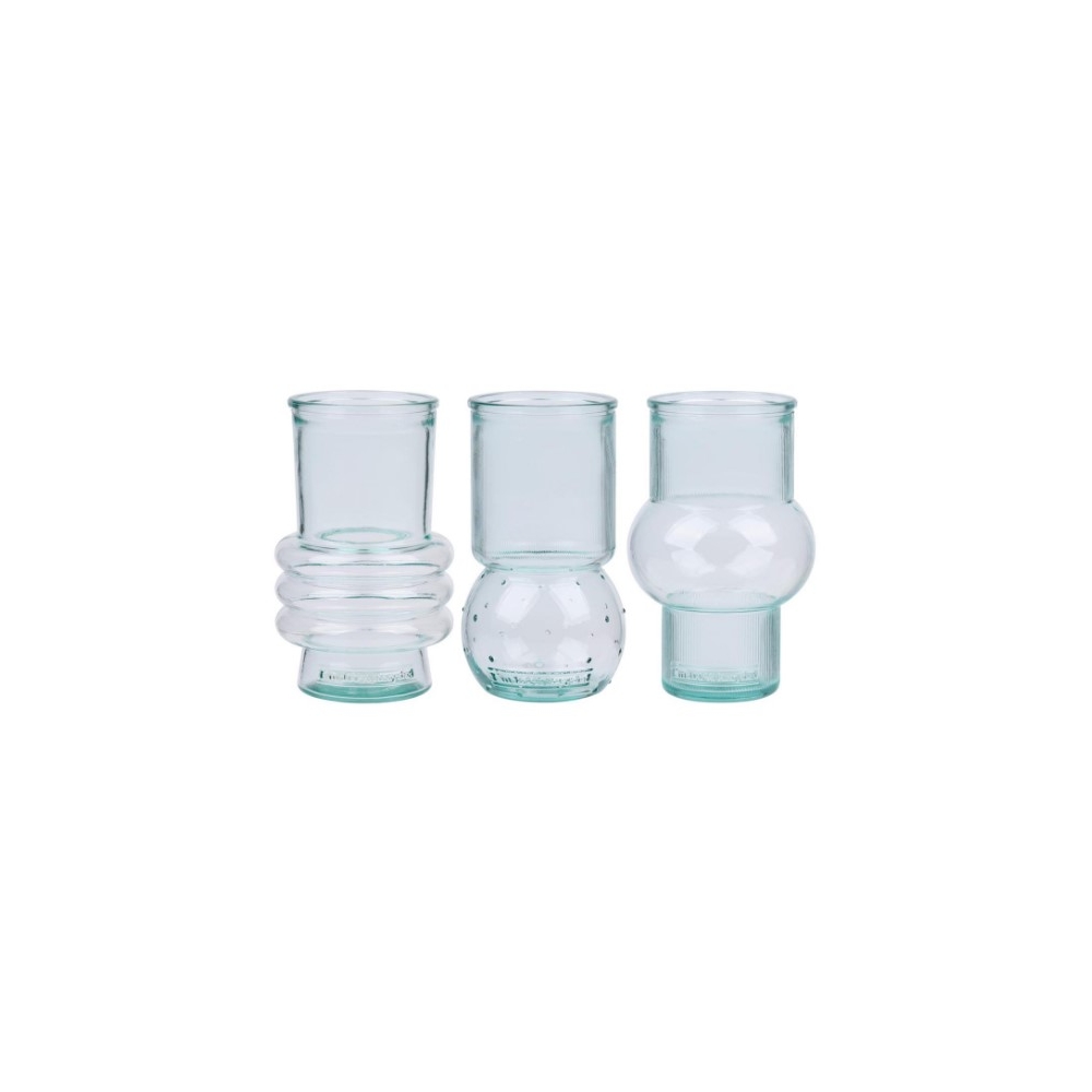 Βάζα γυάλινα set 3σχέδια 11x17cm Plastona 03.33174