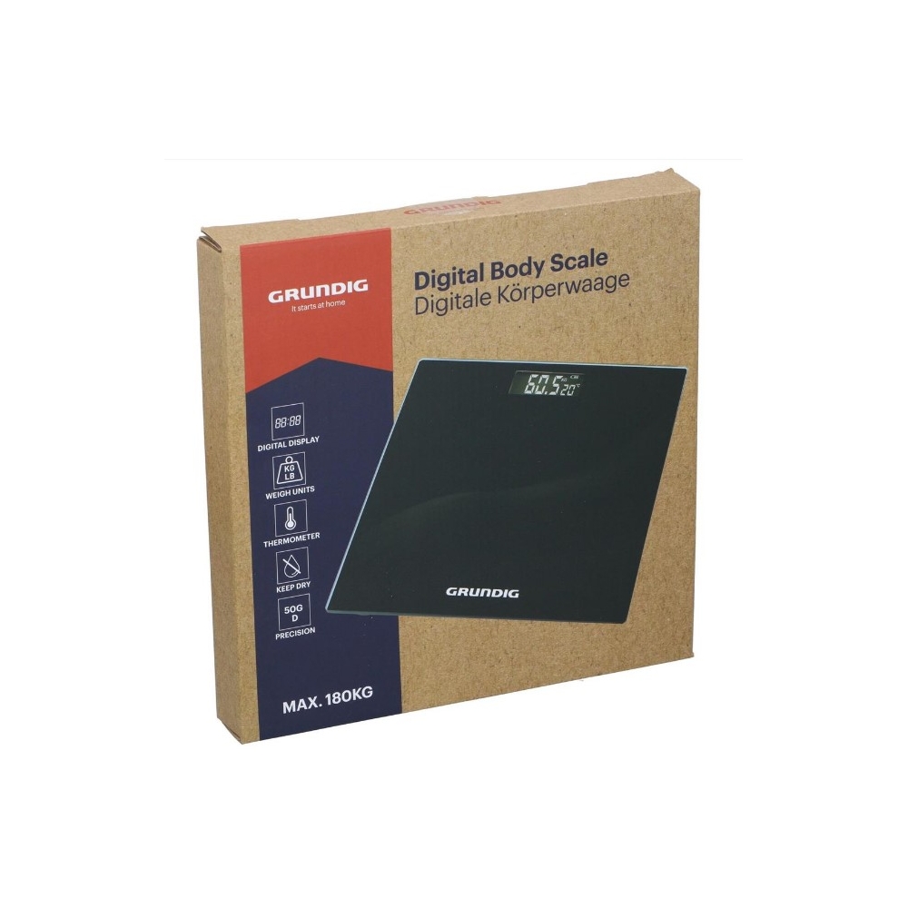 Ζυγαριά ηλεκτρονική 180kg μαύρη 28x28cm Plastona 03.42353
