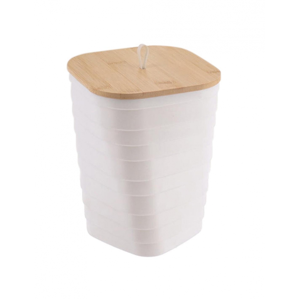 Καλάθι απορ.PP λευκό με καπάκι bamboo Plastona 06.655410001