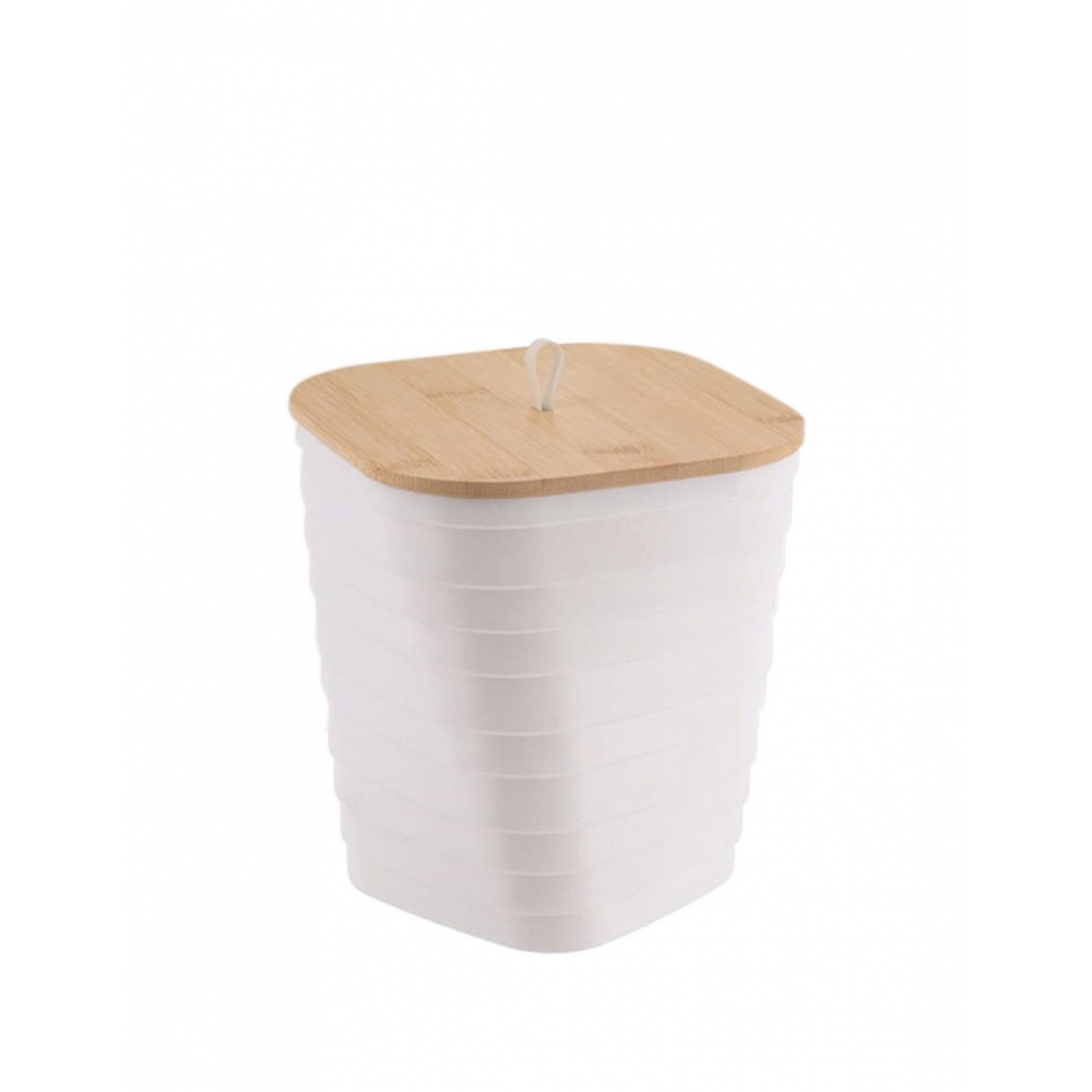 Καλάθι απορ.PP λευκό με καπάκι bamboo Plastona 06.655410002