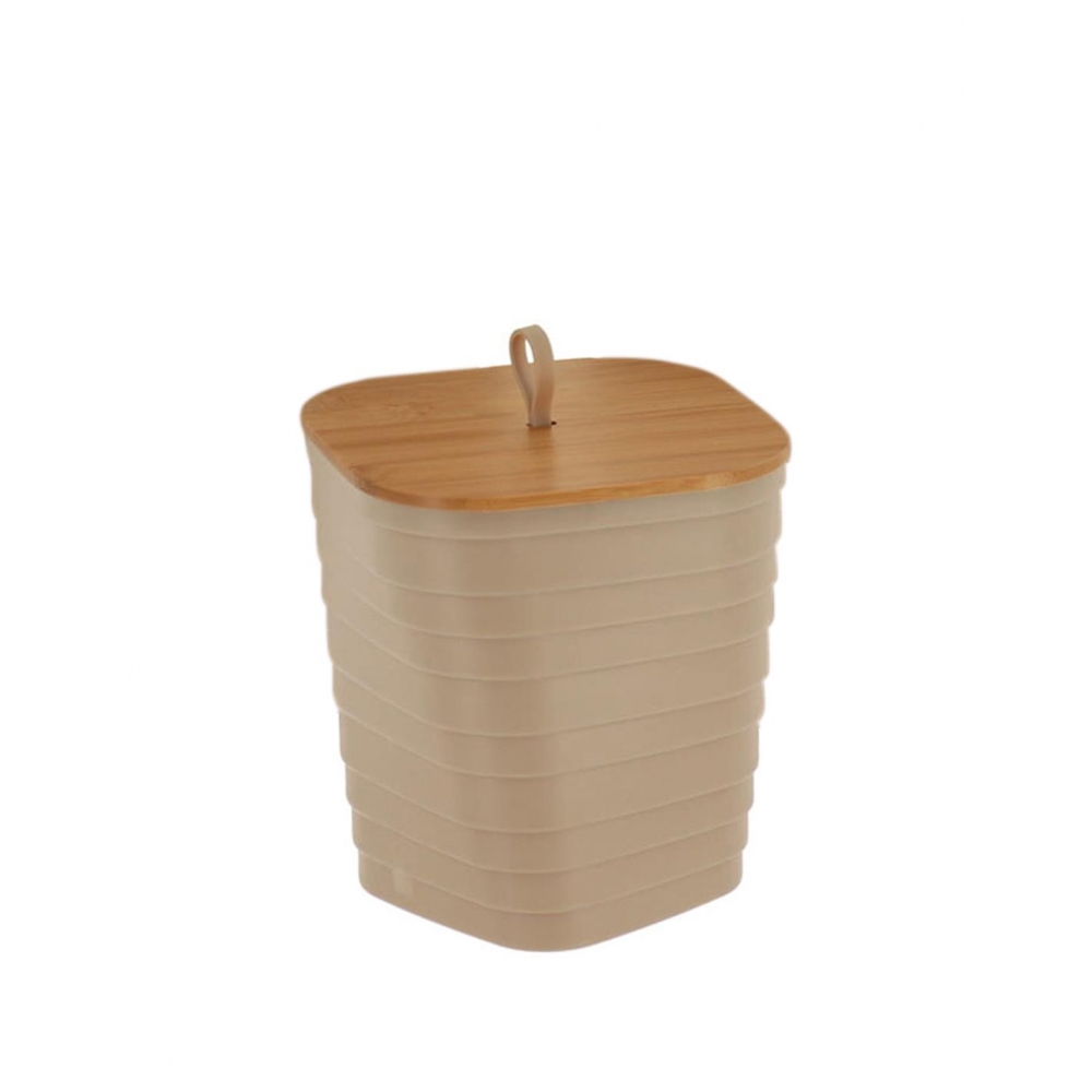 Καλάθι απορ.PP μπεζ  με καπάκι bamboo Plastona 06.655416102