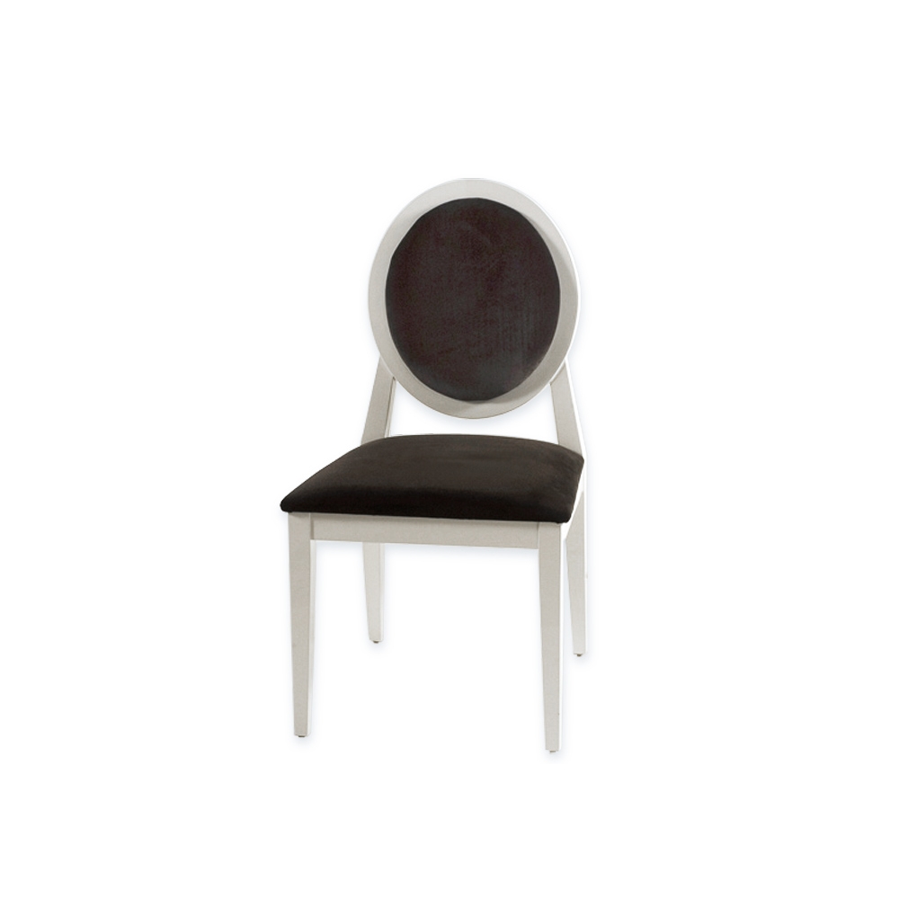 Καρέκλα Louis Λευκή Λακα Μαύρο Βελούδο 51x52x93 Zaros EP260