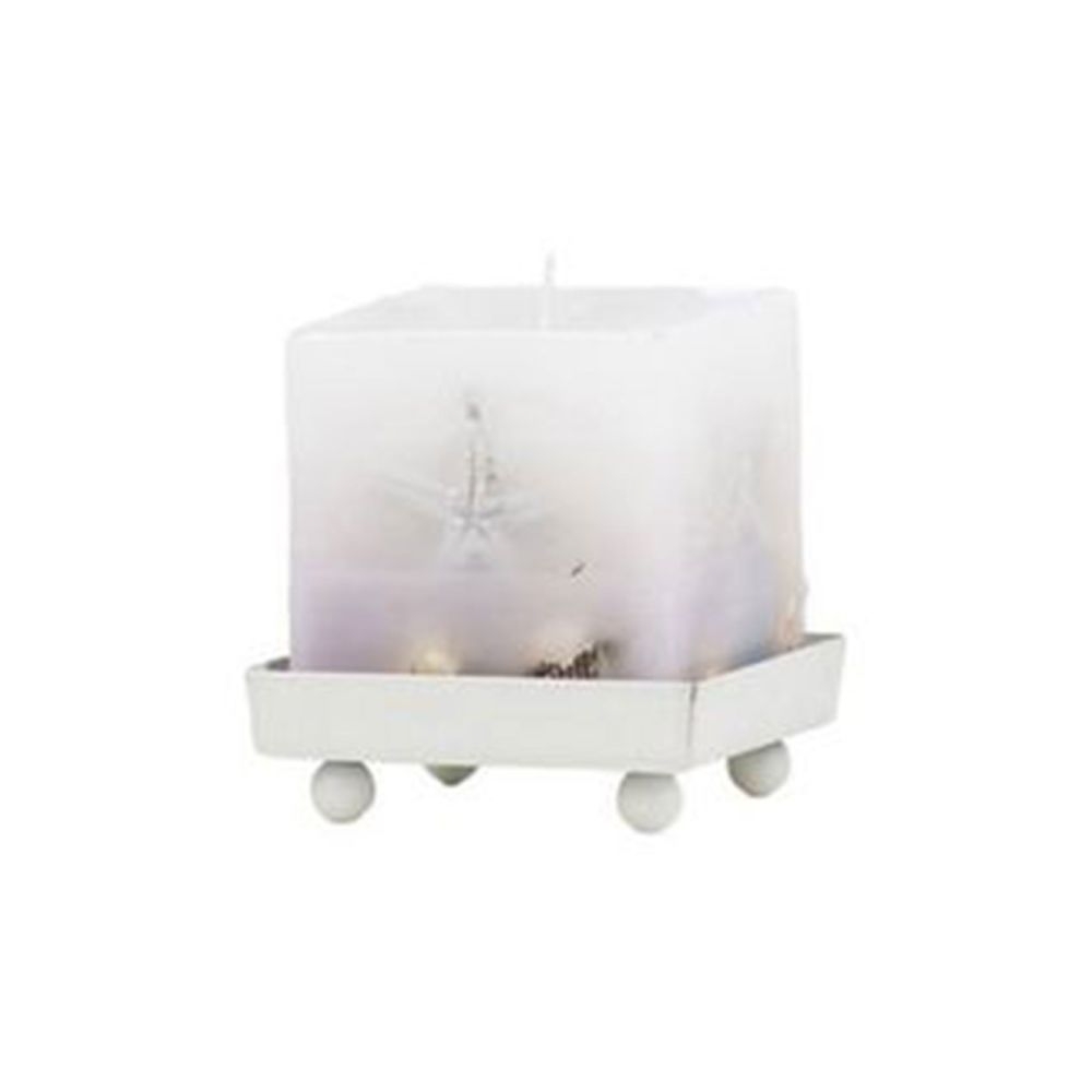 Artekko Candle Κερί Παραφίνης Κύβος με Βάση Άσπρο/Μπλε (8x8x9)cm Artekko 127-2034