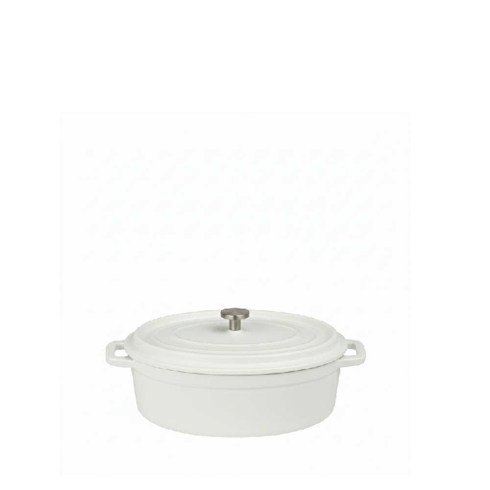 VOLCANO ΚΑΤΣΑΡΟΛΑΚΙ ΟΒΑΛ CAST-IRON ΛΕΥΚΟ ΜΕ ENAMEL 300ML 13(16INCL. HANDLES)X9,5X7,5ΕΚ. Espiel SAC129