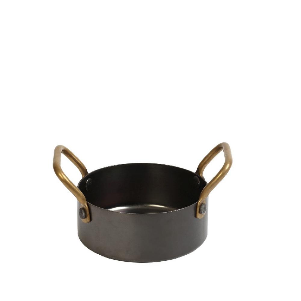 ANTIQUE STONEWASH BLACK ΚΑΤΣΑΡΟΛΑΚΙ ΜΕ 2 ΛΑΒΕΣ 3-PLY SS18/10-SS18/0 300ML D: 10 H: 5CM Espiel FEV403