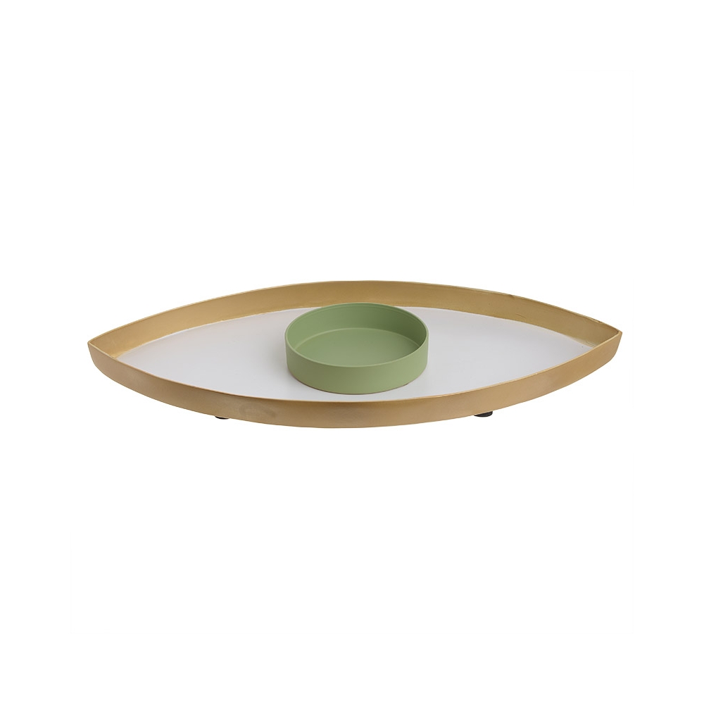 ΠΙΑΤΕΛΑ ΜΑΤΙ ΜΕΤΑΛ. ΧΡΥΣΗ/ΠΡΑΣΙΝΗ 40X20X4 Inart 3-70-357-0106
