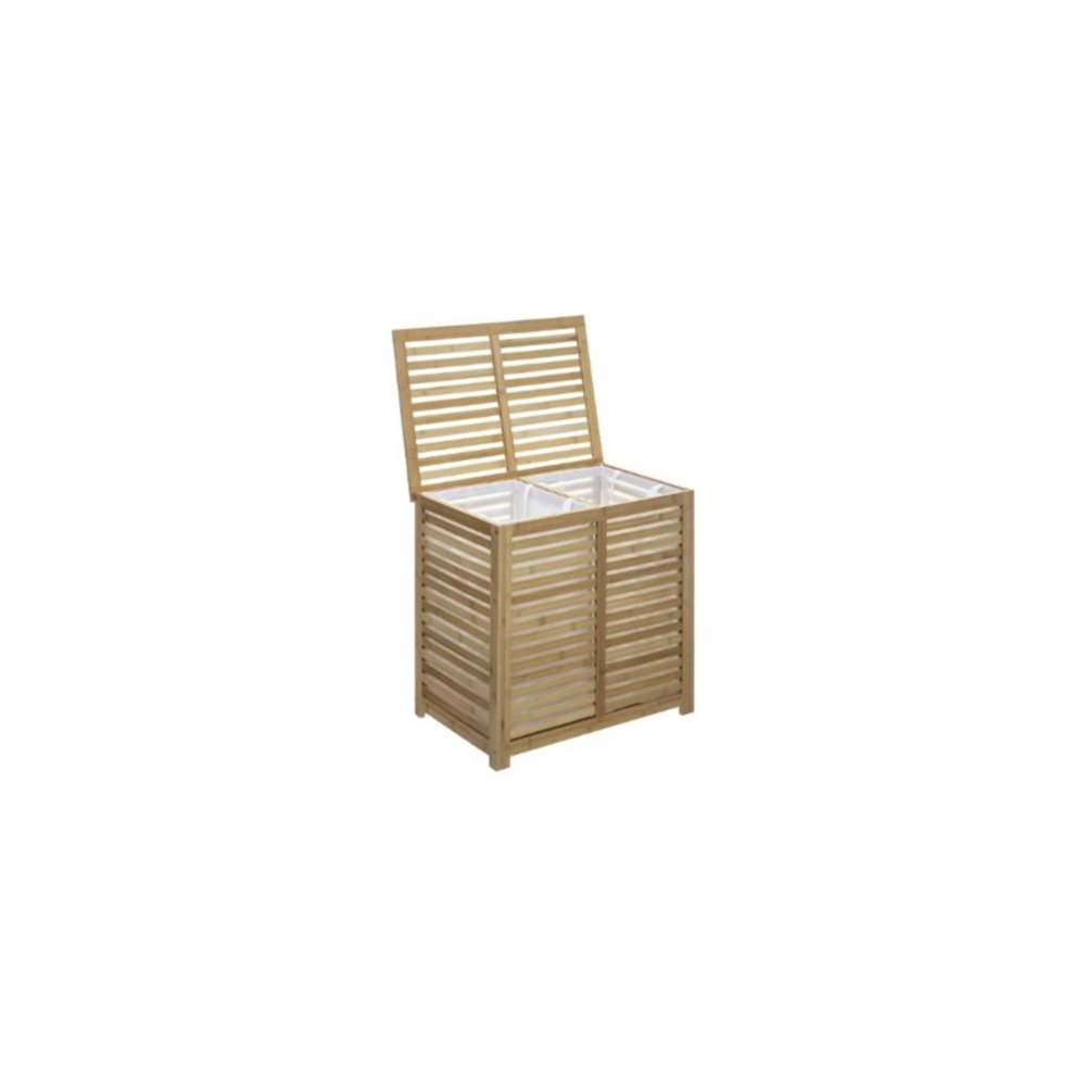Καλάθι απλύτων μπάνιου bamboo  διπλό 60Χ40Χ58 Plastona 07.160823A