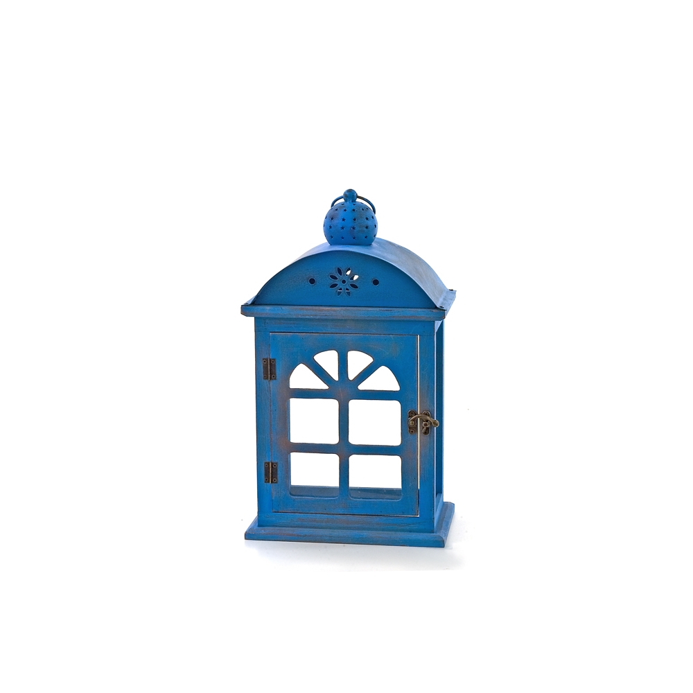 Ξύλινο Φανάρι  Aegean Blue χρ.,39cm Zaros HT226
