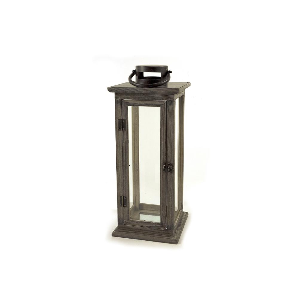 Ξύλινο φανάρι παλαιωμένο καφέ 20x52cm Zaros HT233