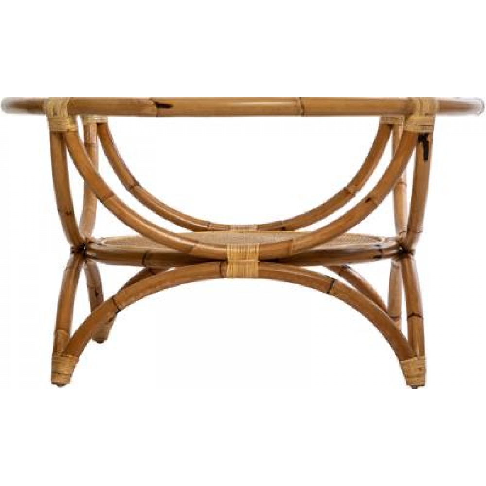 Τραπέζι σαλονιού bamboo με τζάμι Φ91 Η51cm Plastona 07.166652