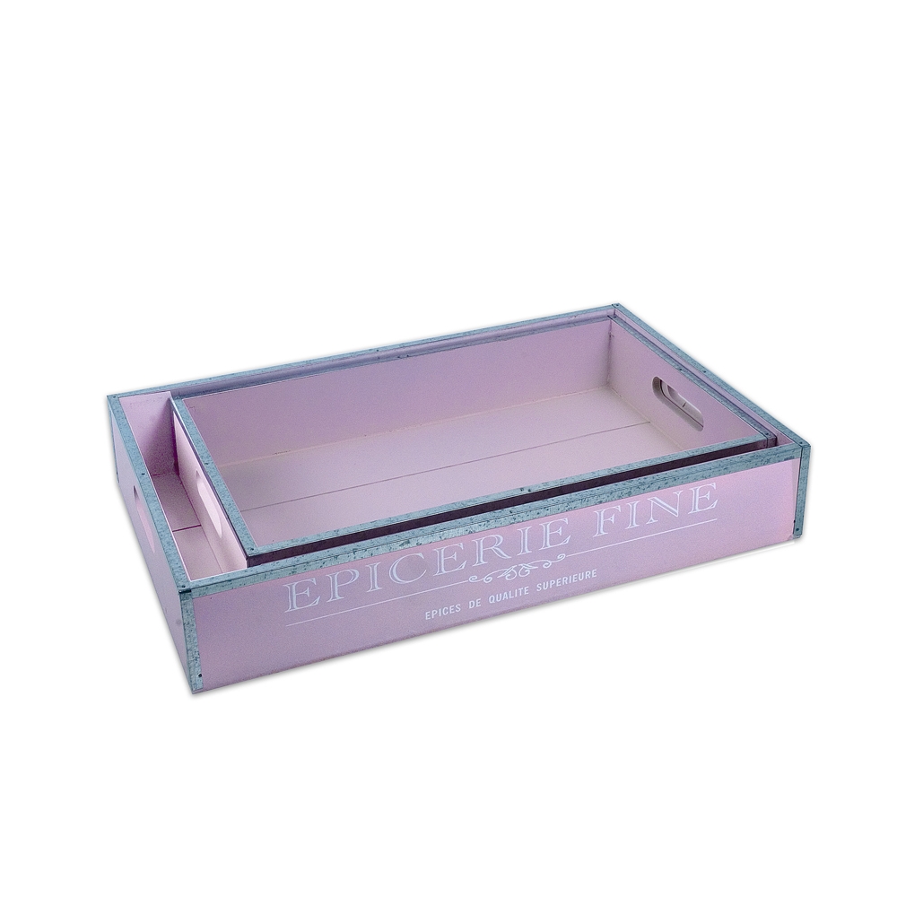 Ξύλινοι Δίσκοι από Μέταλλο SHABBY CHIC Λιλά σετ/2 Zaros PK139