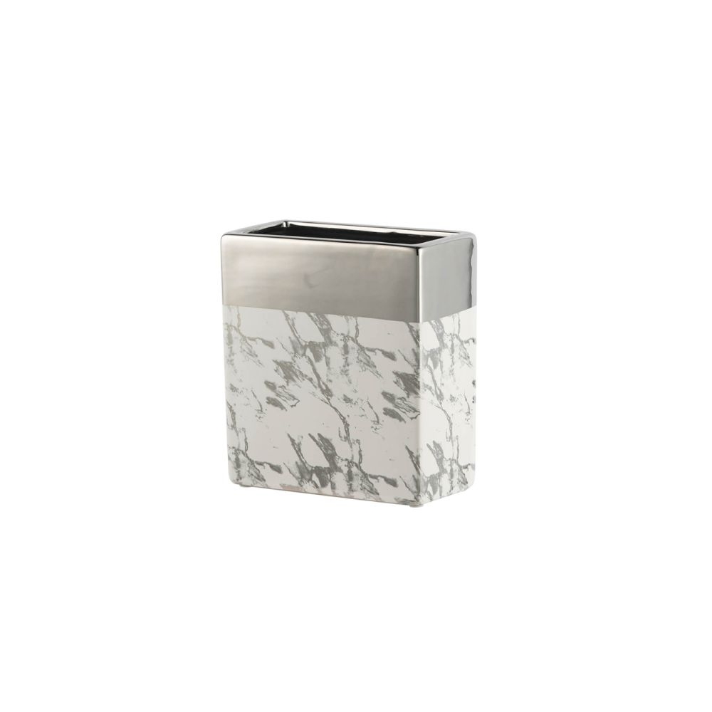 Artekko Silver Κεραμικό Βάζο σε Λευκό με Ασημί (17.5x9x19)cm Artekko 1855