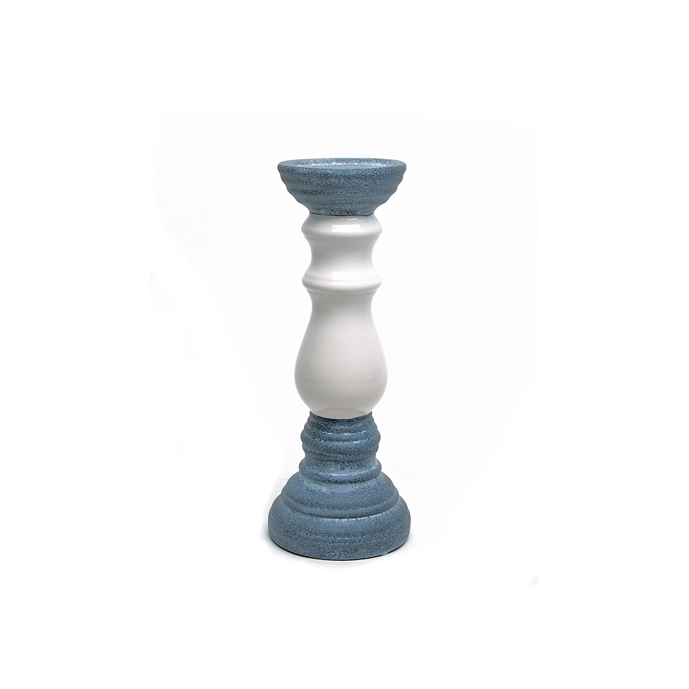 Κεραμικό κηροπήγιο εκρού & ματ γκρί 39,5cm Zaros CT352