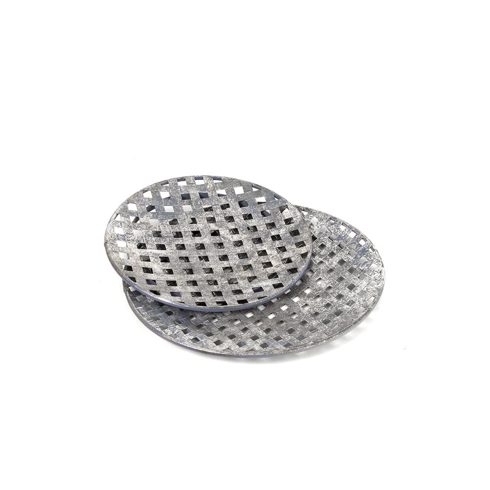 Πιατέλες Σ/2 με πλεκτό σχ. Αντικέ ασημί 35,5/43cm Zaros HT381