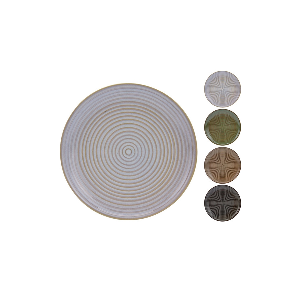 Πιάτο stoneware (20cm) με ανάγλυφη ρίγα,4 χρ. Zaros HM473