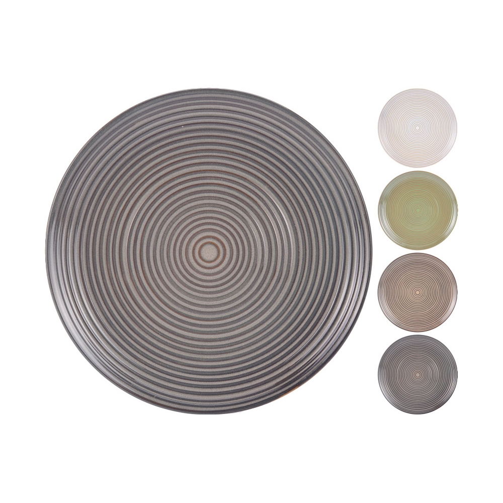 Πιάτο stoneware (27cm) με ανάγλυφη ρίγα | Συσκευασία 4 τμχ Zaros HM474