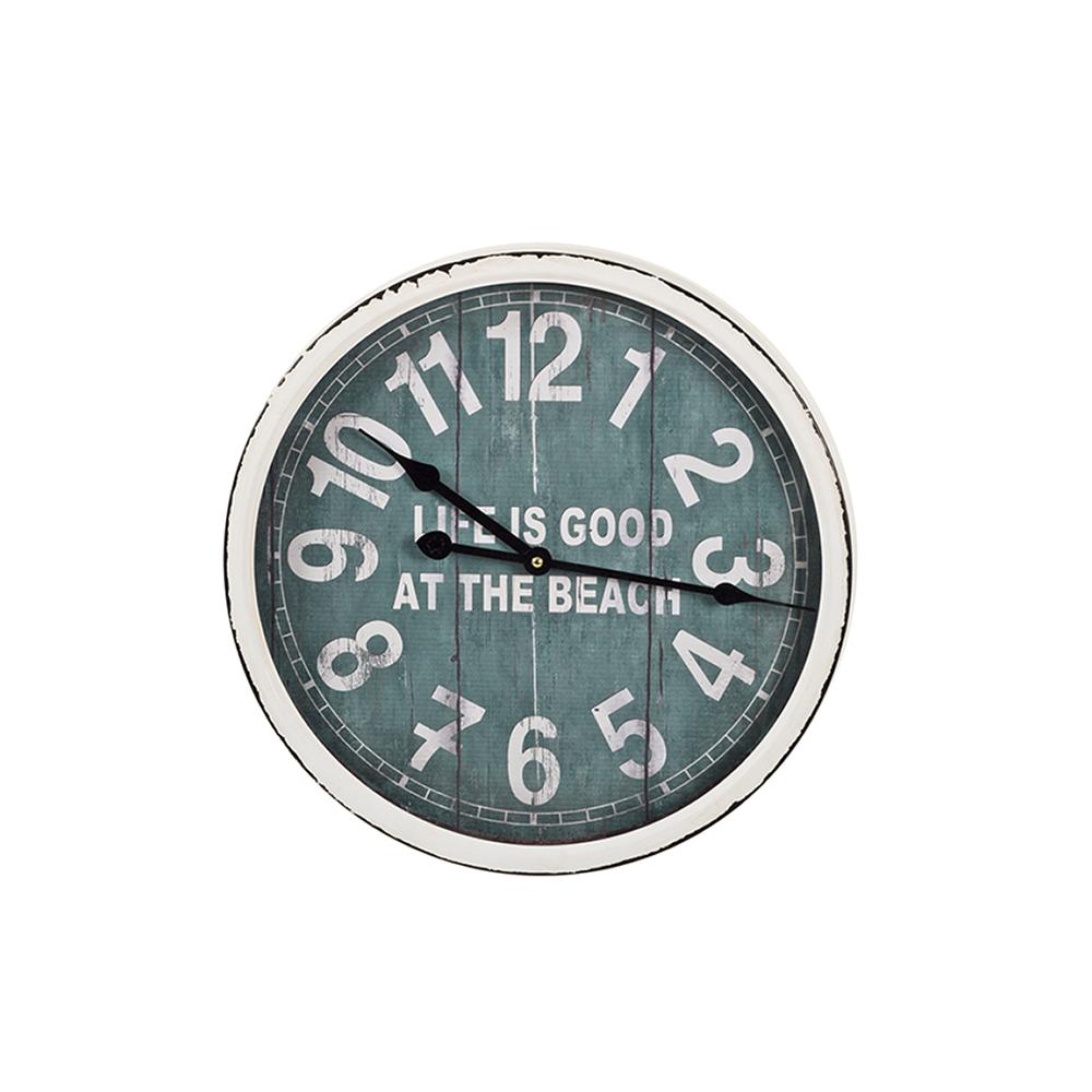 Μεταλλικό ρολόι τοιχου beach bar style, λευκό 35,5cm Zaros CL285