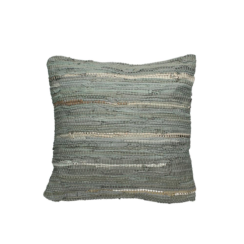 Μαξιλάρι δερμάτινο κιλίμι, γκριζο, 45x45cm Zaros WER-5473