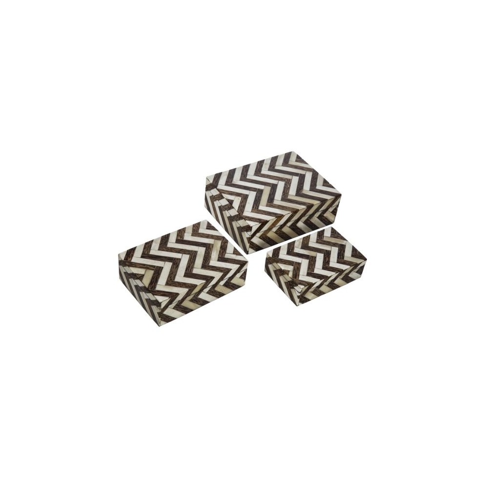 Artekko Zig Zag Κουτιά από MDF/Κόκκαλο Βοδιού Ασπρόμαυρο (55x16x8)cm Artekko 19911-3