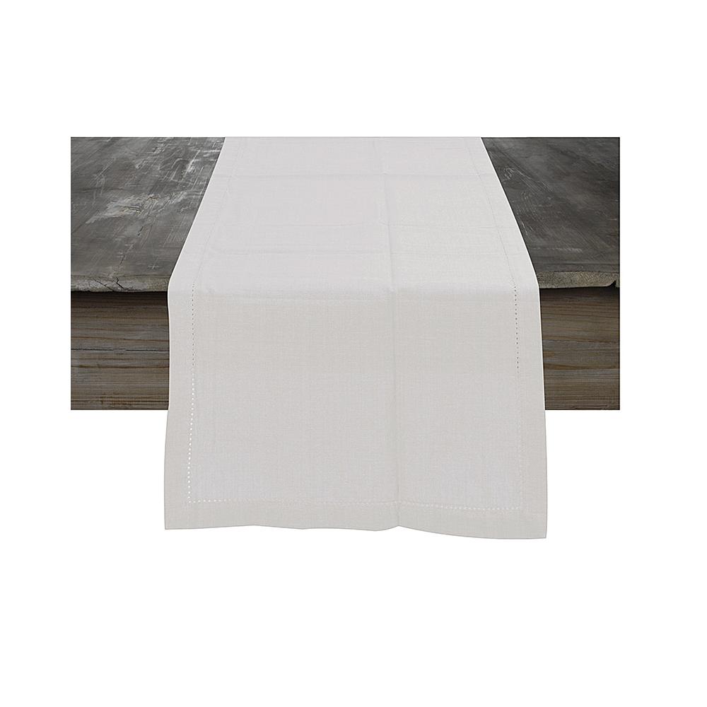 Τραβέρσα 100% cotton λευκή με μπορντουρα αζουρ, 150x40cm Zaros HM551
