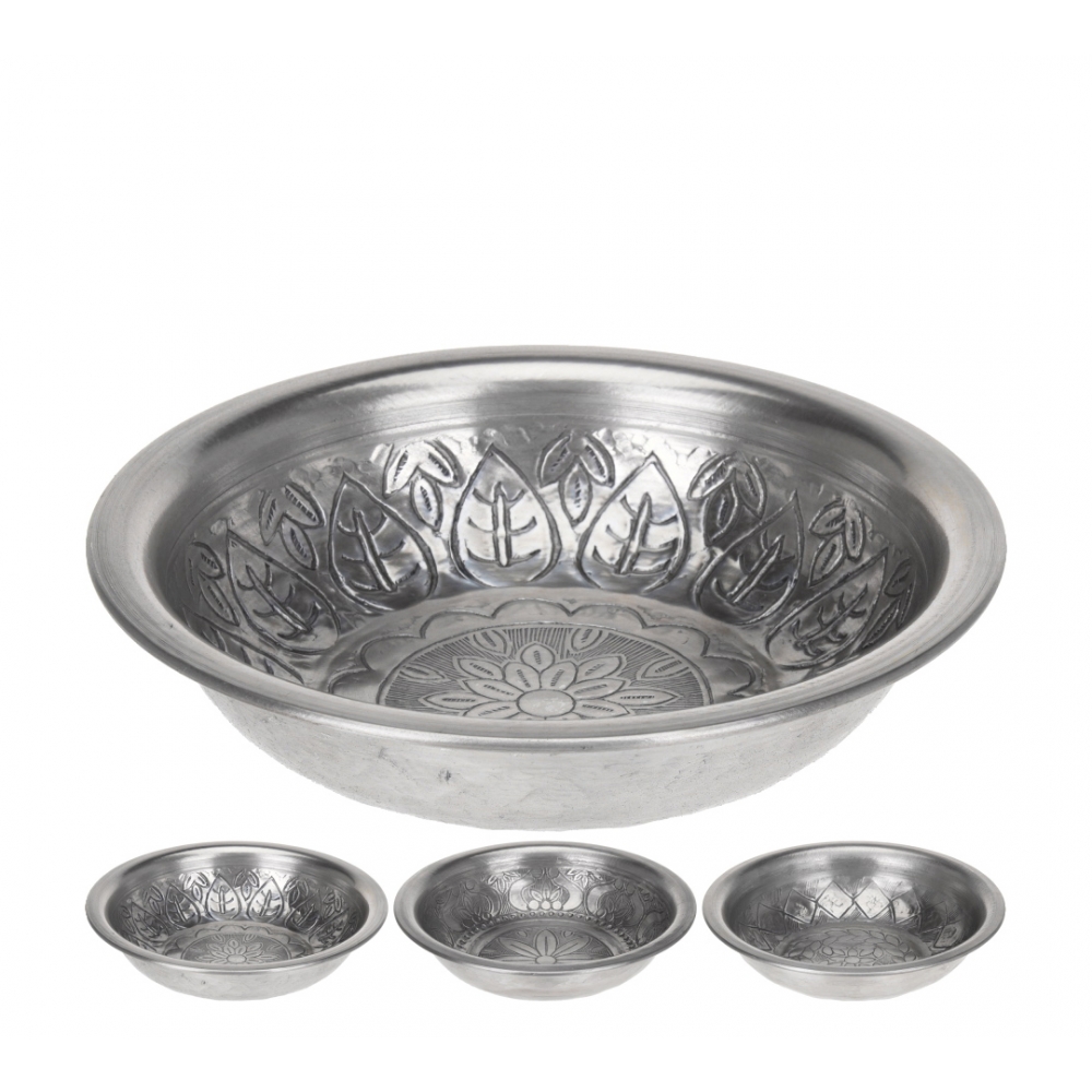 Μικρό μπώλ αλουμινίου σχ.Arabesque (3σχ.) ασημί χρ.,17cm Zaros HM582