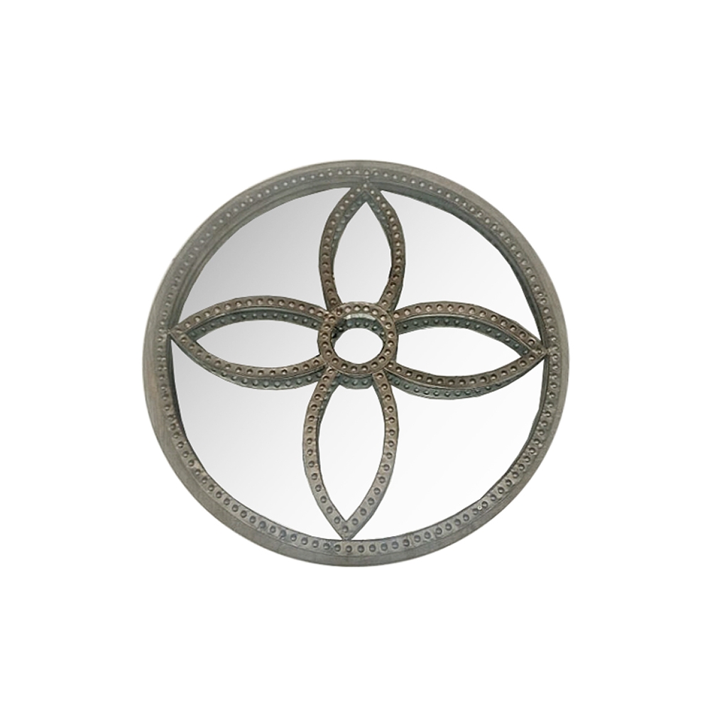Vintage καθρέπτης τοίχου με μεταλλική επένδυση 63,5cm Zaros MI106