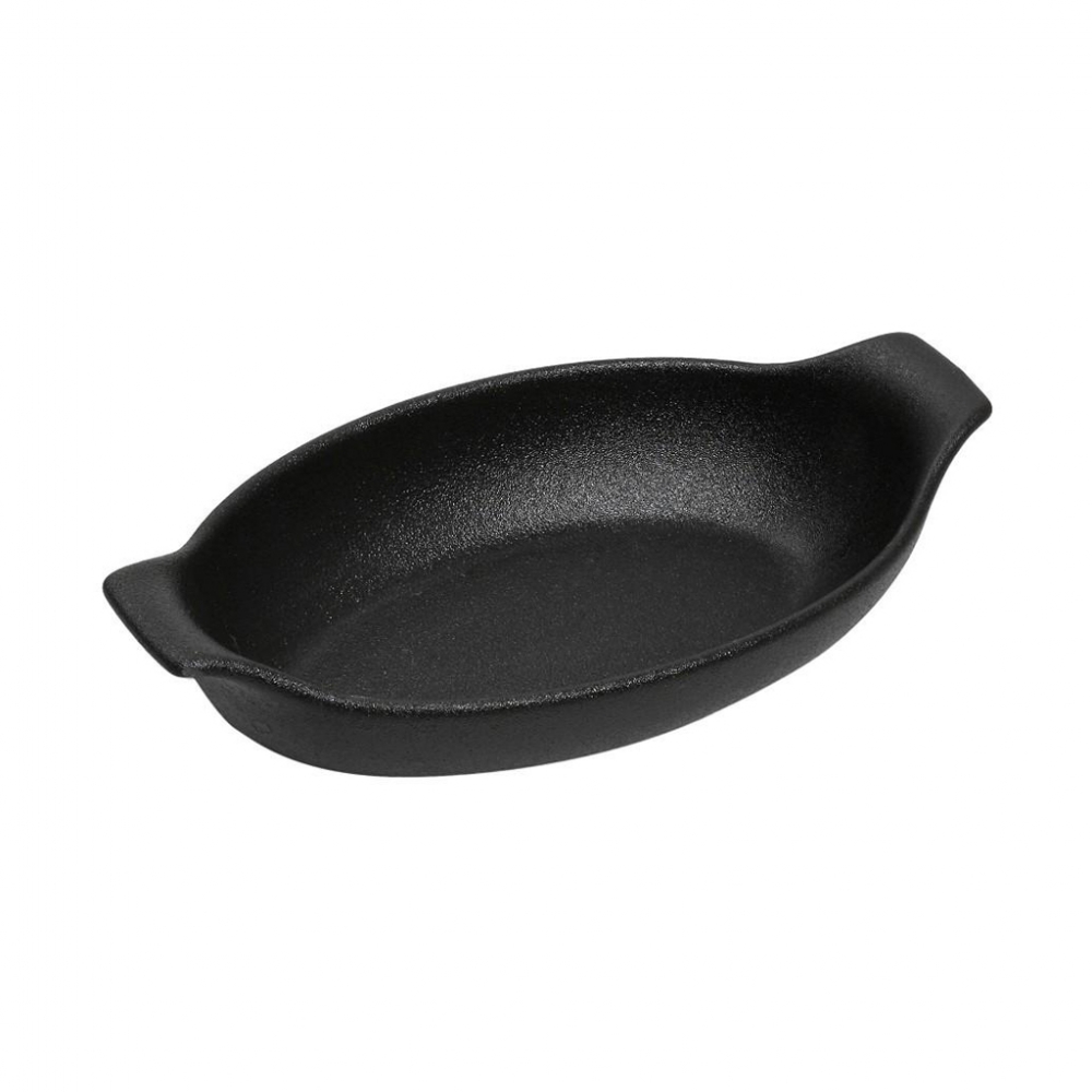 LAVA ΣΑΓΑΝΑΚΙ ΟΒΑΛ STONEWARE ΜΑΥΡΟ 430ML  19,5(24 INCL. HANDLES)X12,8X5,8CM Espiel NOL120K4