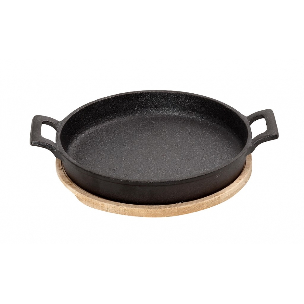 ΣΑΓΑΝΑΚΙ ΣΤΡΟΓΓ. CAST-IRON ΜΑΥΡΟ  D: 20 H: 5,5CM ΜΕ ΒΑΣΗ BAMBOO Espiel SAG101