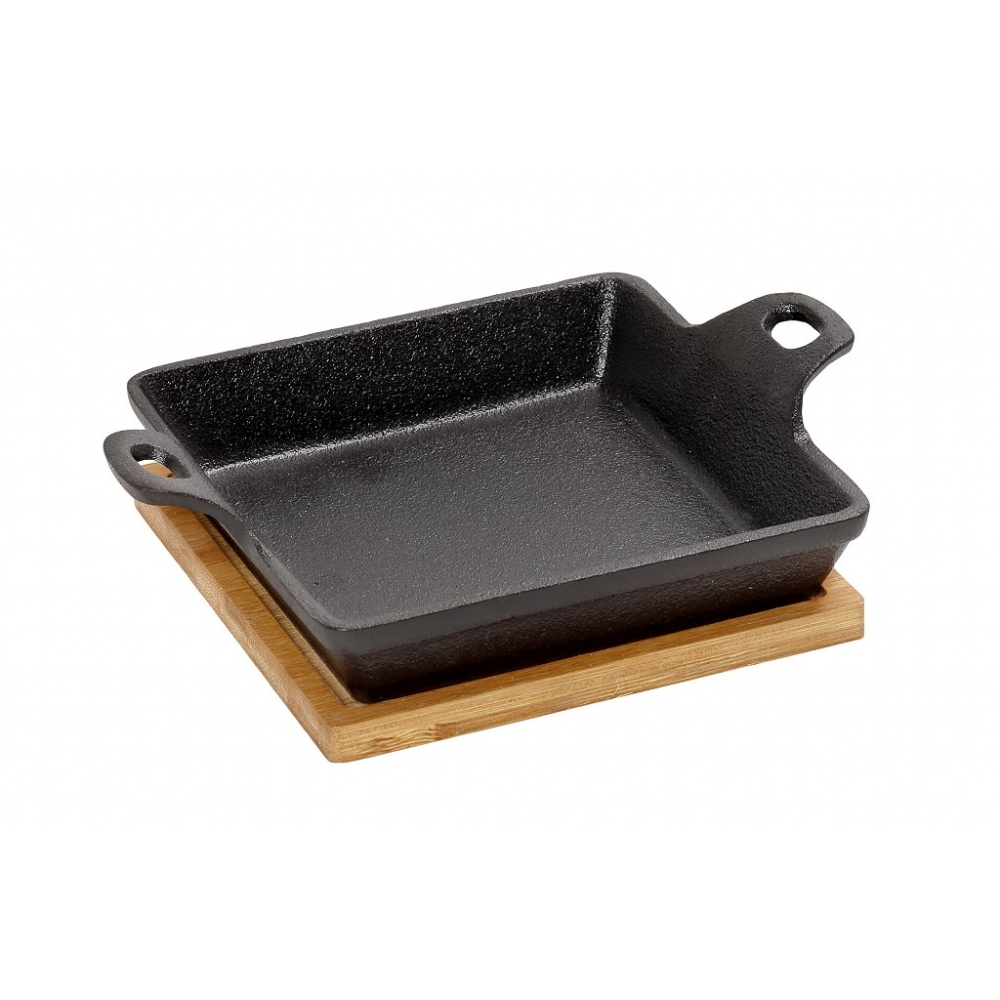 ΣΑΓΑΝΑΚΙ ΤΕΤΡ. CAST-IRON ΜΑΥΡΟ  L: 15 H: 5,3CM ΜΕ ΒΑΣΗ BAMBOO Espiel SAG108