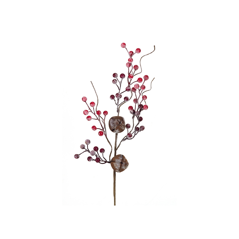 Κλαδί χιονισμένα berries & καμπανάκι Zaros AX409