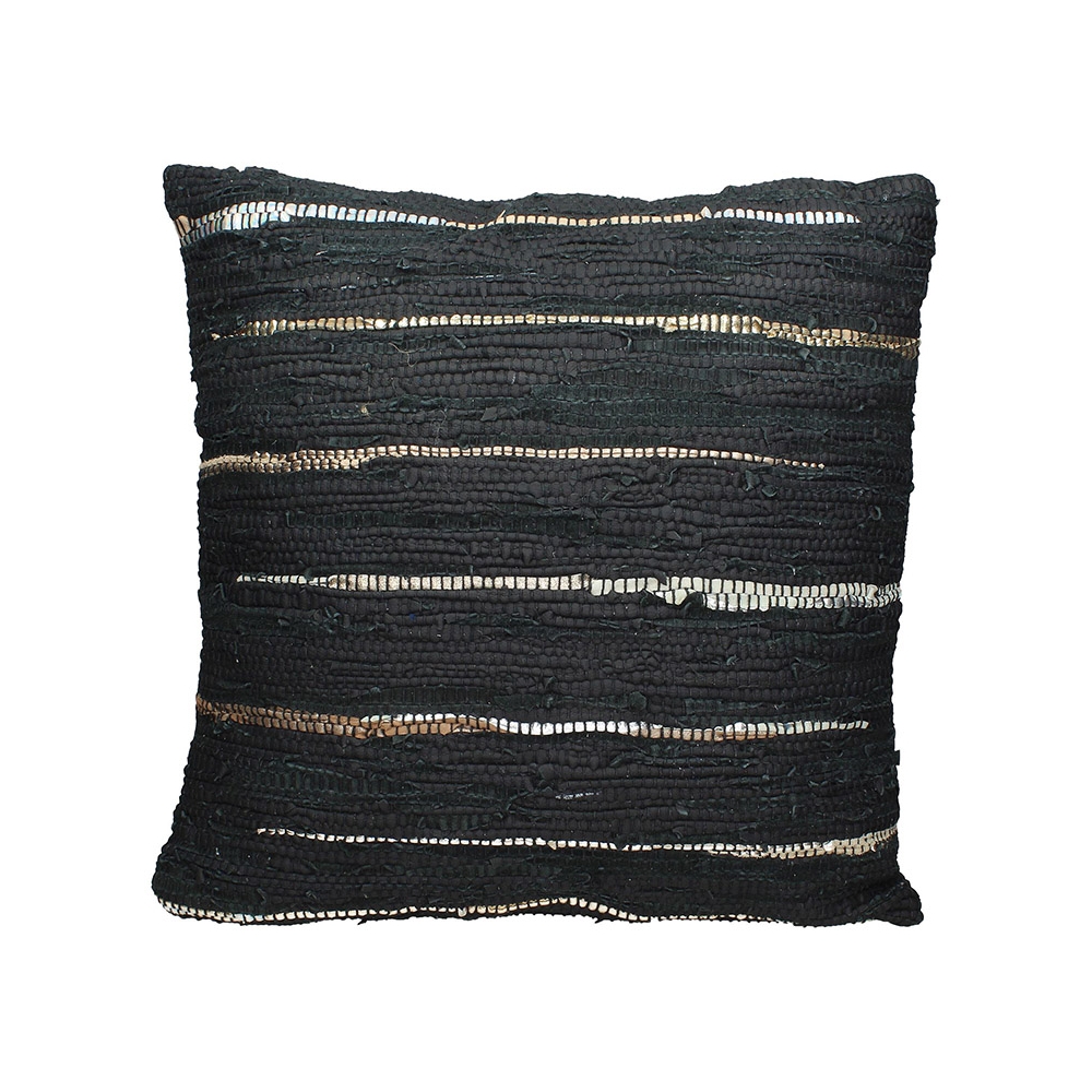 Μαξιλάρι από δερμάτινο κιλίμι, μαύρο/χρυσό, 60cm Zaros WER-5478