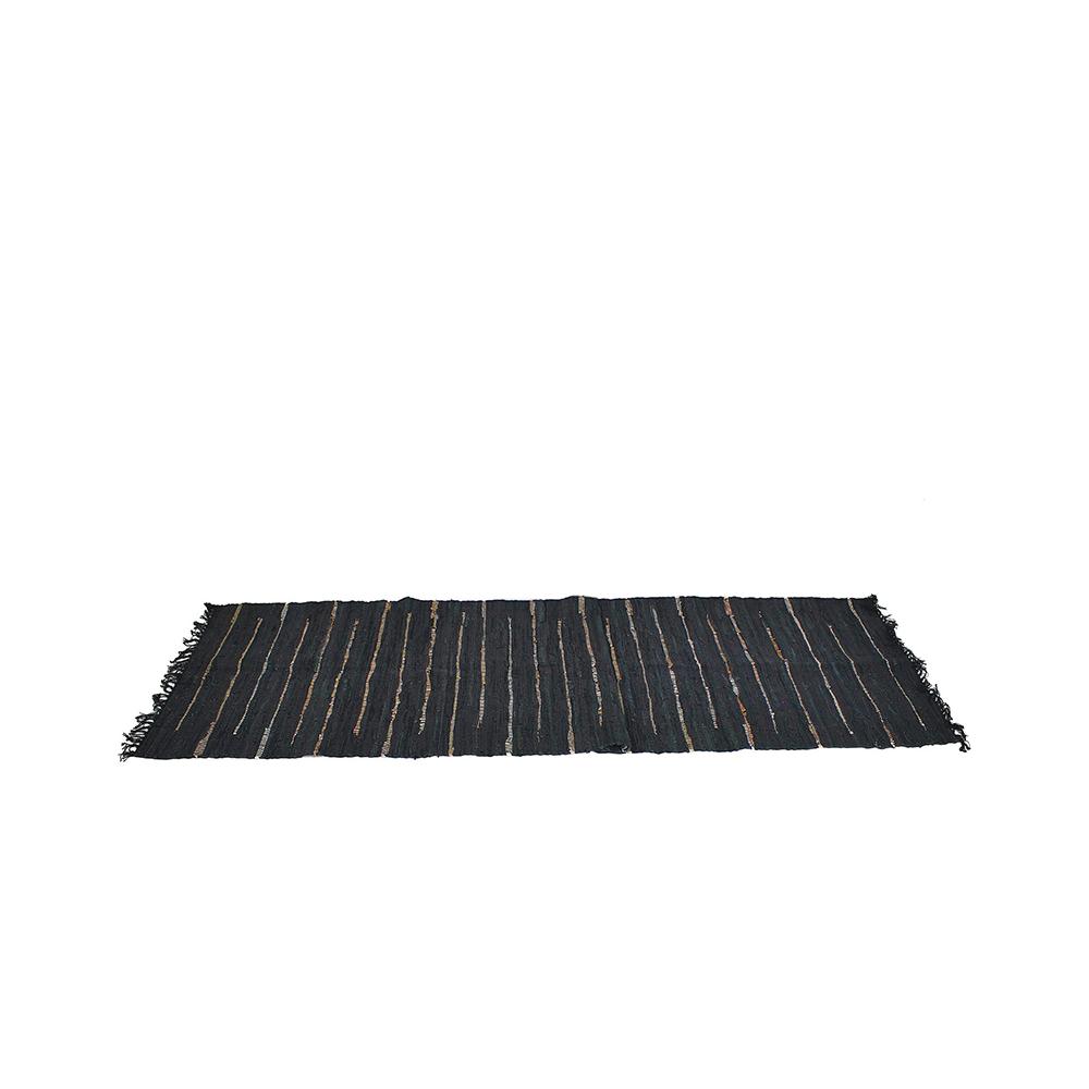 Χαλί από δερμάτινο κιλίμι, μαύρο/χρυσό, 240cm Zaros WER-6473