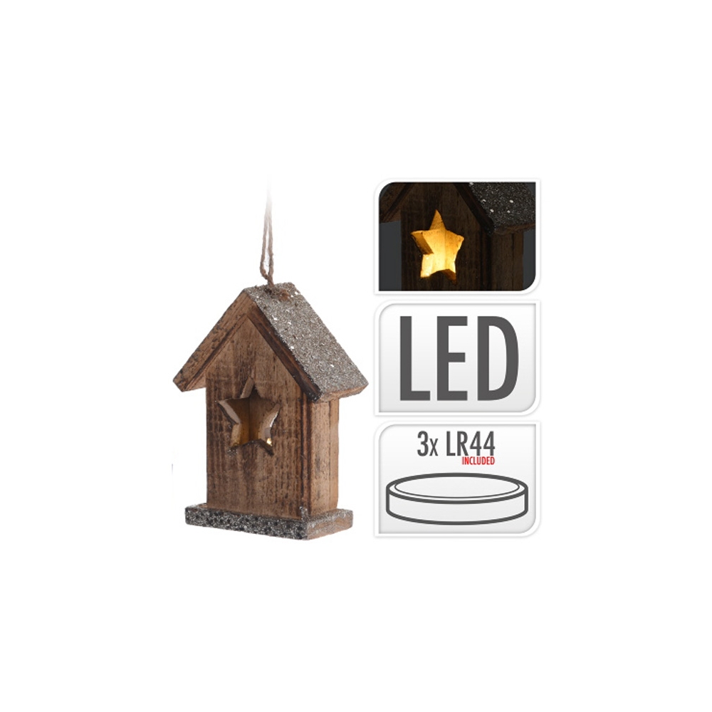 Κρεμαστό διακοσμητικό σπιτάκι με Led, 15cm Zaros XM501
