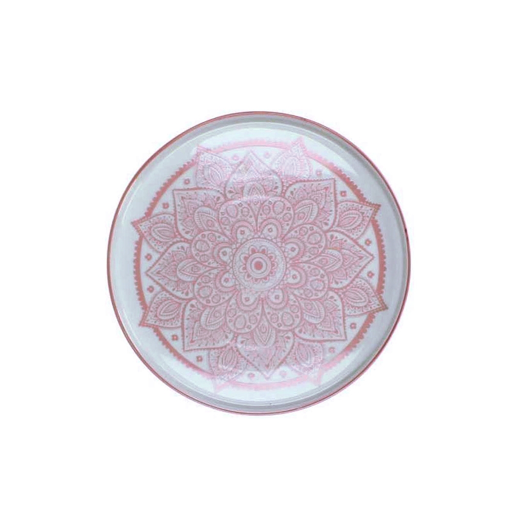 Στρογγυλό σουβέρ πορσελάνη σχ.Mandala ροζ 21,5cm Zaros WER-7639