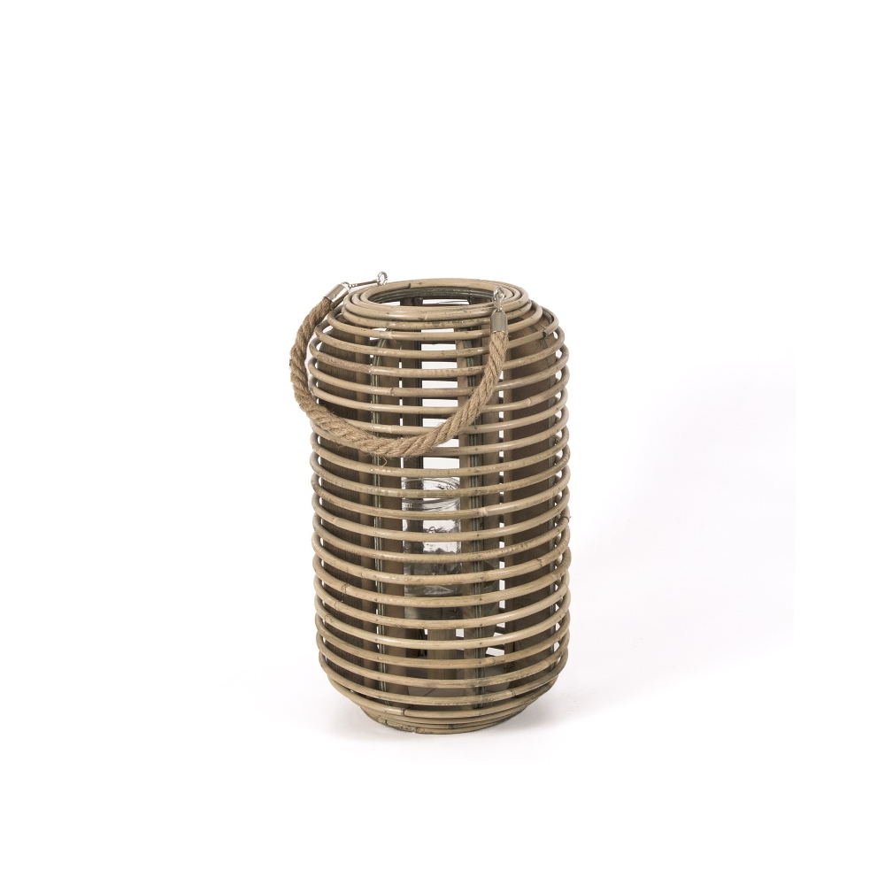 Φανάρι rattan με σχοινι σχ.κύλινδρος,φυσικό χρ.,23x38cm Zaros NL131